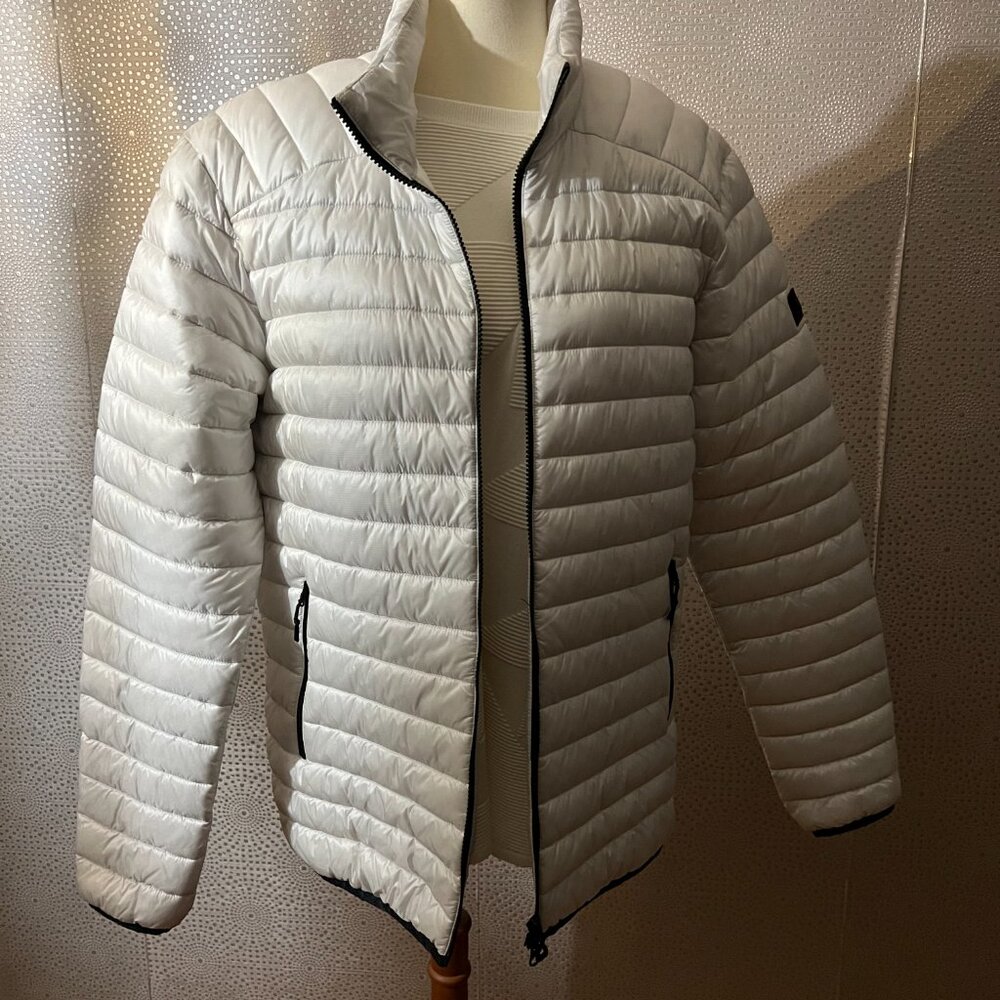 Bogner Fire + Ice Mens White Long Sleeve Zip Up Winter Quilted Puffer Jacket